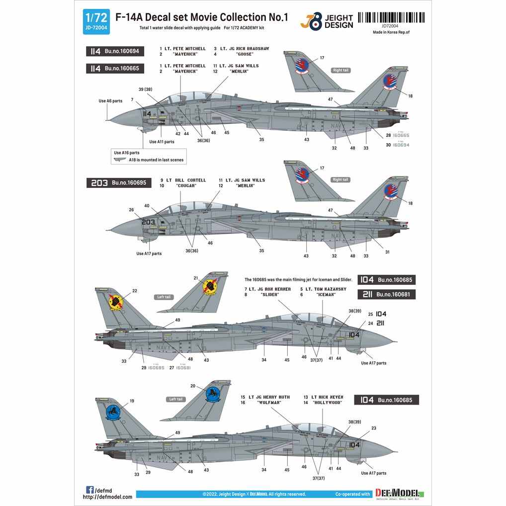 JEIGHT DESIGN JD-72004 1/72 ڥࡼӡ쥯 No.1 1986ǯۥޥ F-14A ȥ७å & MiG-28(F-5E) ڥͥݥġ