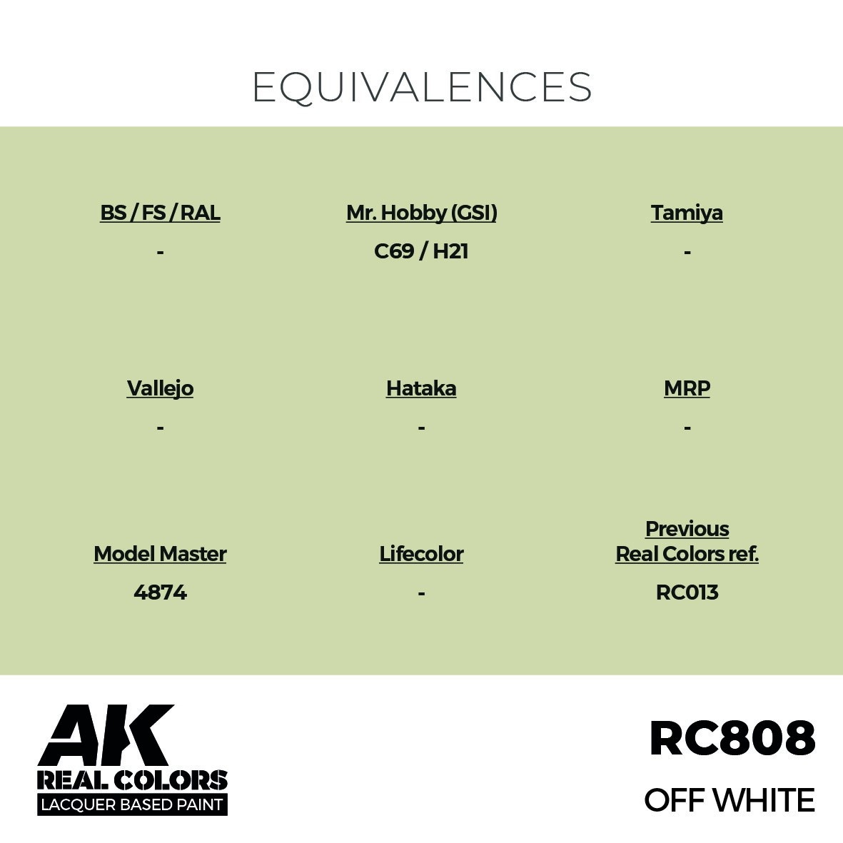 リアルカラー RC808 オフホワイト (ラッカー塗料) | AK