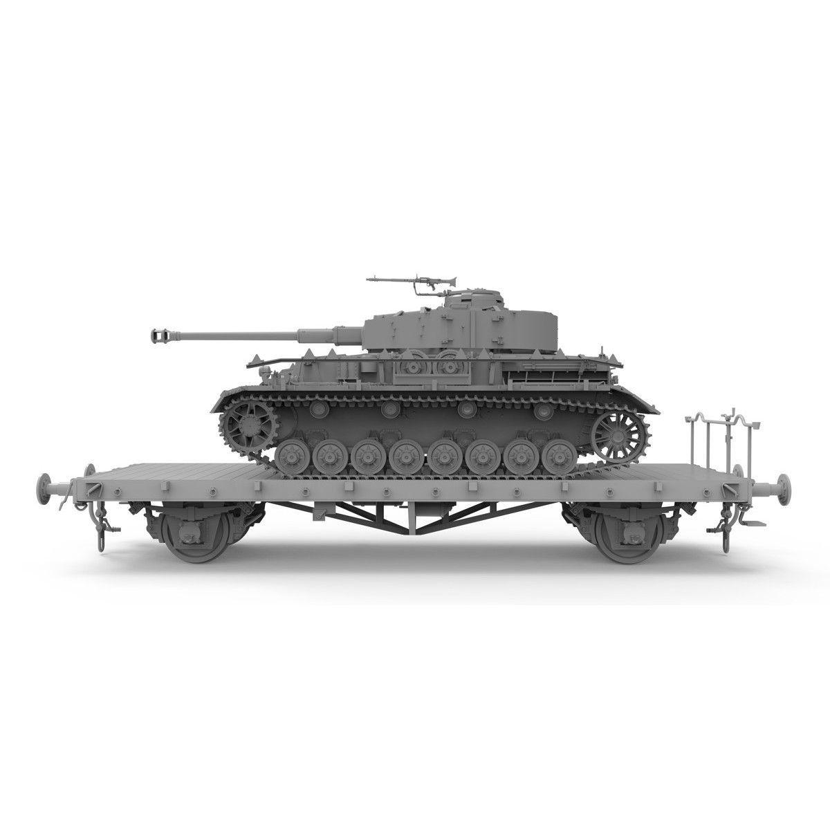 BT-025 ドイツ IV号戦車J型 初期/中期型 & 平貨車（2in1）w/線路