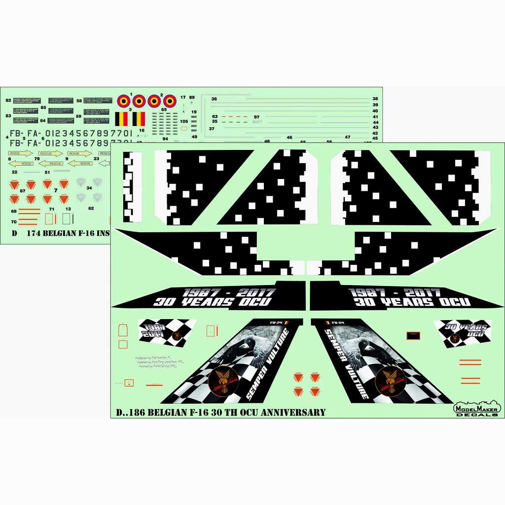 ModelMakerDecals 72186 ベルギー空軍 F-16 OCU 30周年記念 | 各社