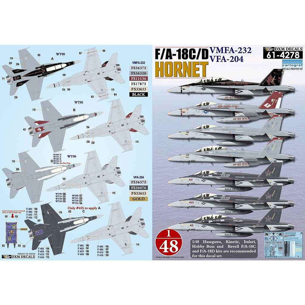 新製品】61-4278 1/48 アメリカ海兵隊/海軍 F/A-18C/D ホーネット VMFA