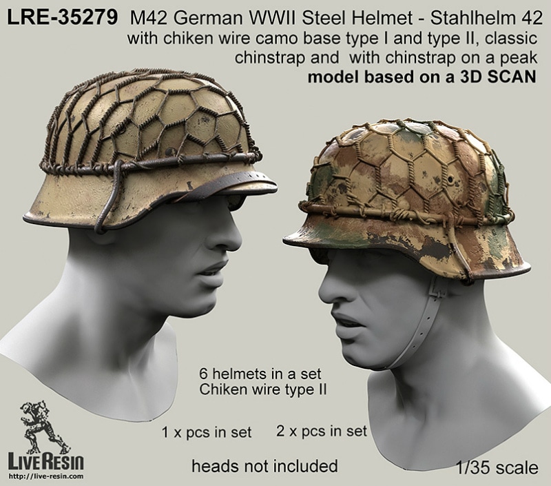 LRE-35279 M42 German WWII Steel Helmet - Stahlhelm 42 with chiken