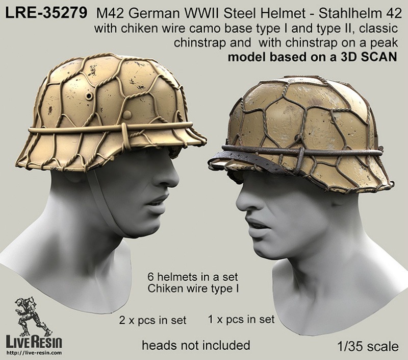 LRE-35279 M42 German WWII Steel Helmet - Stahlhelm 42 with chiken
