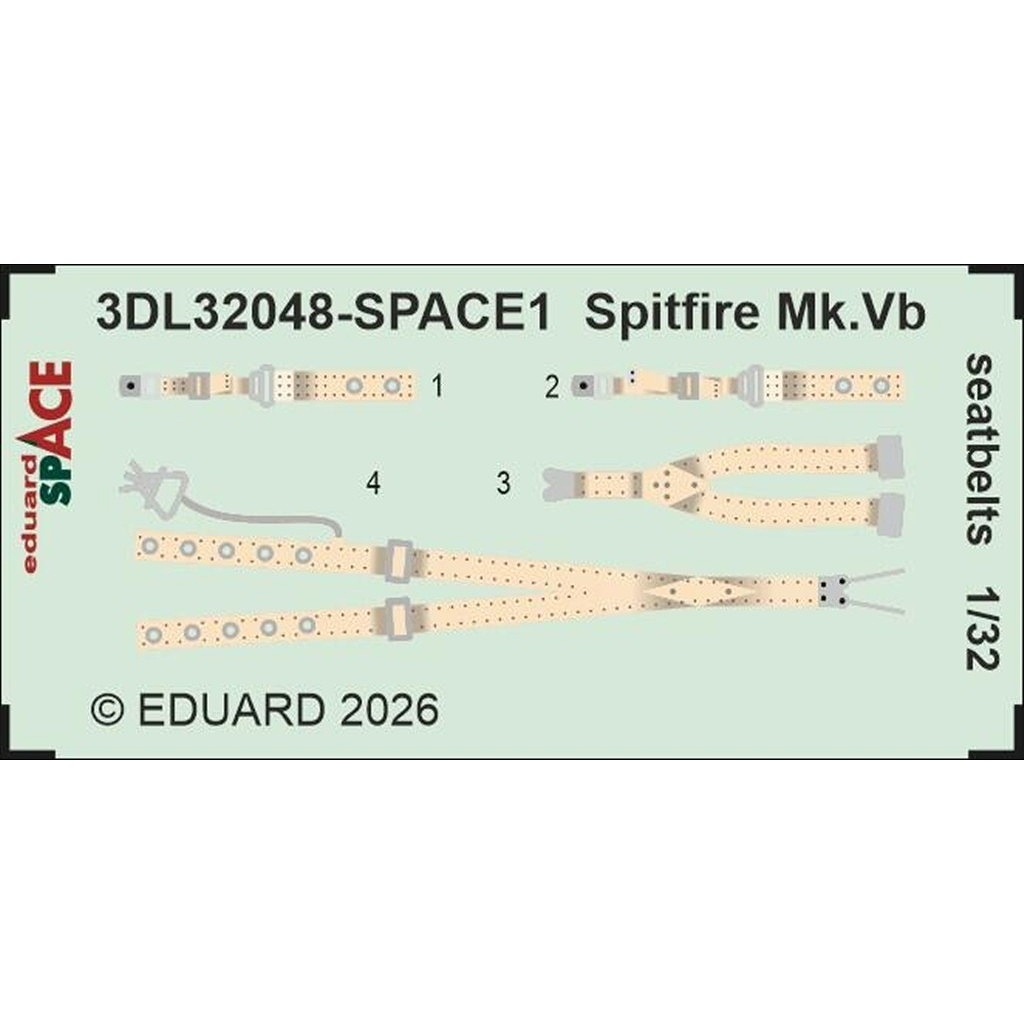 新製品】3DL32048 1/32 スピットファイア Mk.Vb シートベルト3D