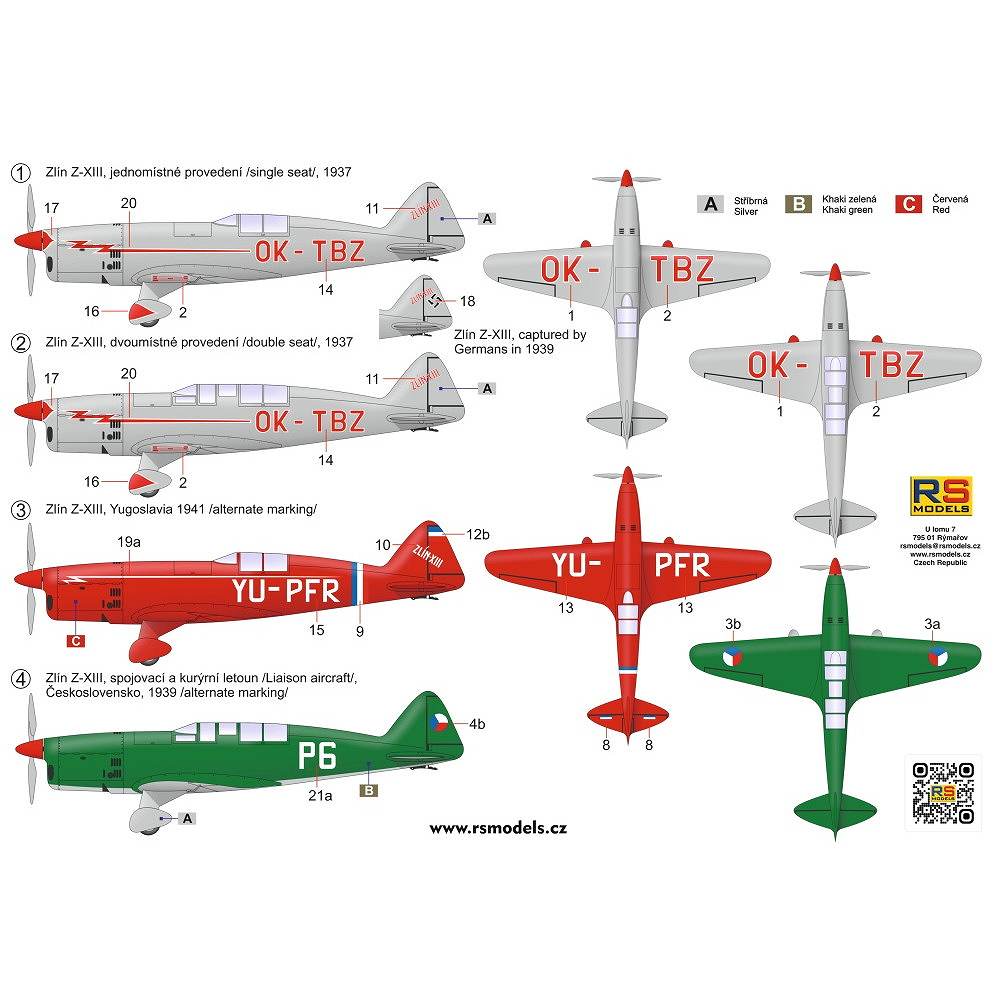 92283 ズリン Z-XIII 2機セット | RSモデル | 飛行機,第二次大戦の