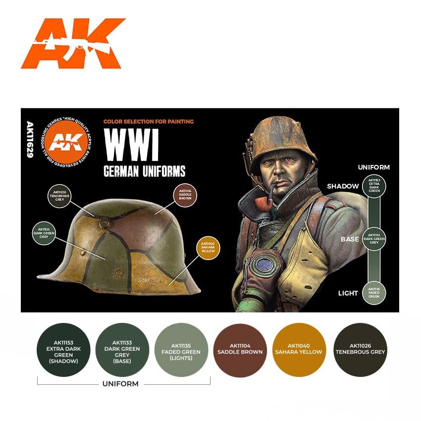 AK11629 WWI ドイツ軍ユニフォームカラーセット (17mlx6本) 【AK