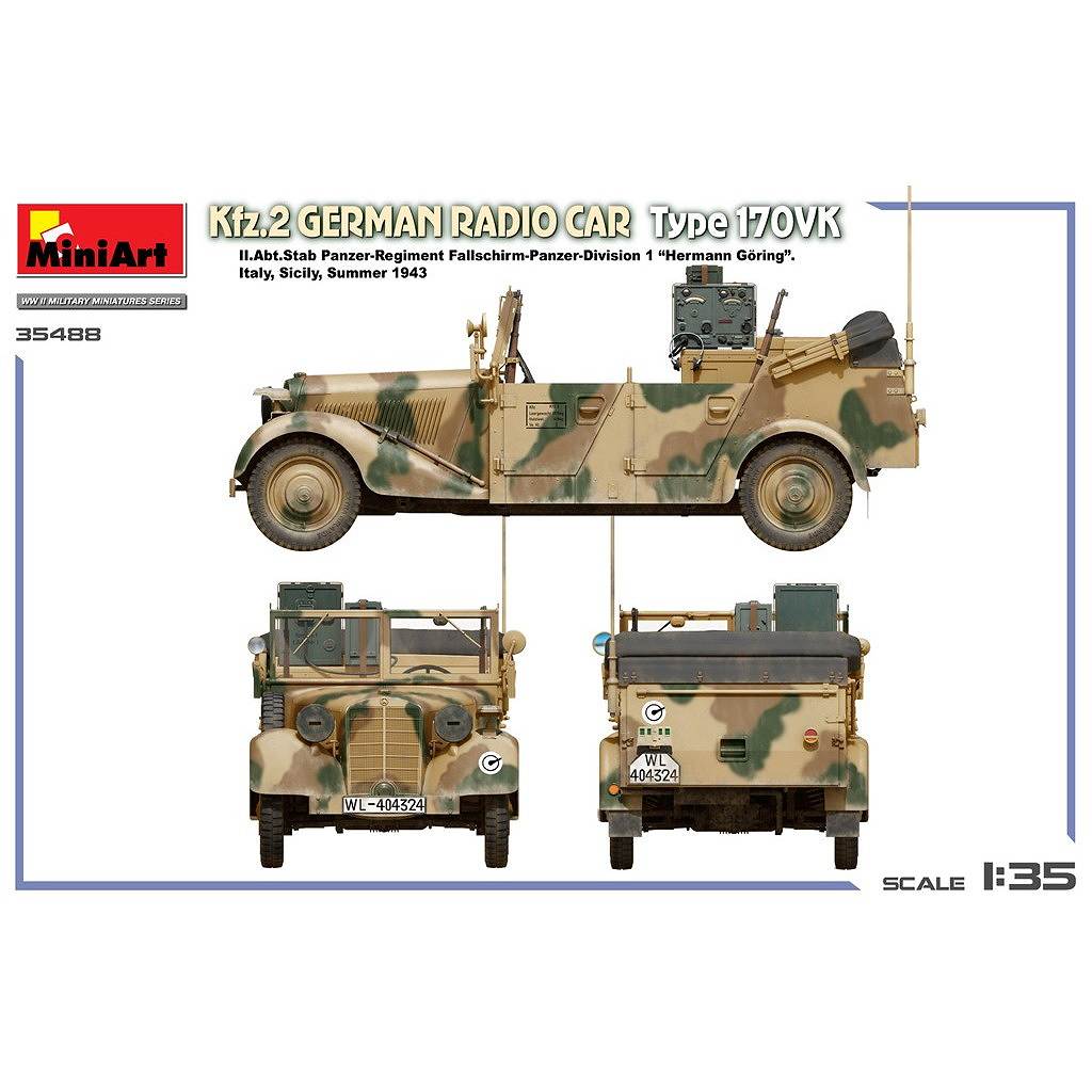 新製品】35488 1/35 ドイツ Kfz.2 無線車 170VK型 | ミニアート