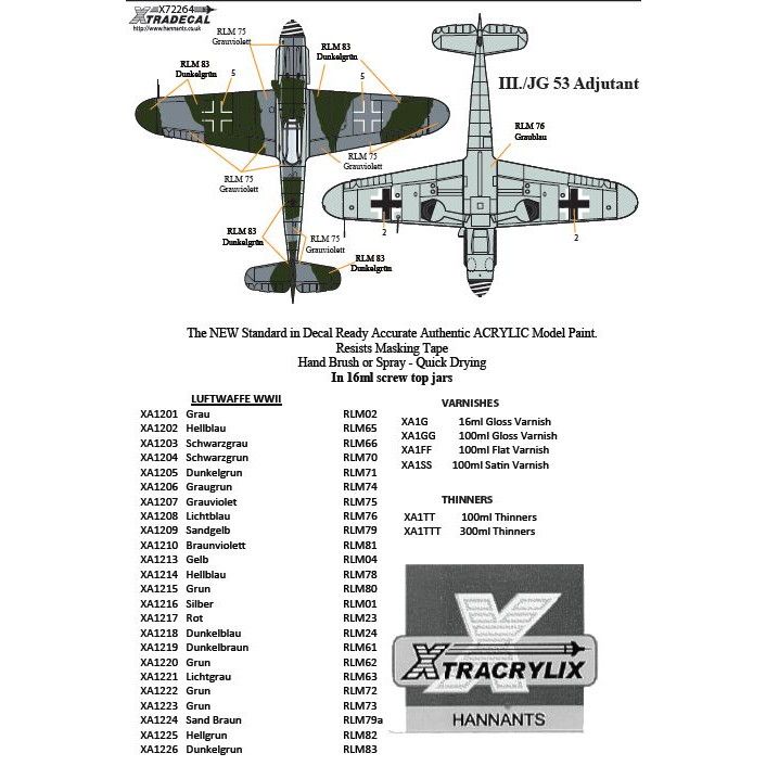 X72264 メッサーシュミット Bf109 Stab Pt.2 | エクストラデカール