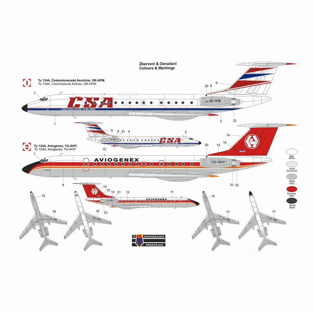 旅客機プラモデル KPM14410 1/144 Tu-134A 旅客機