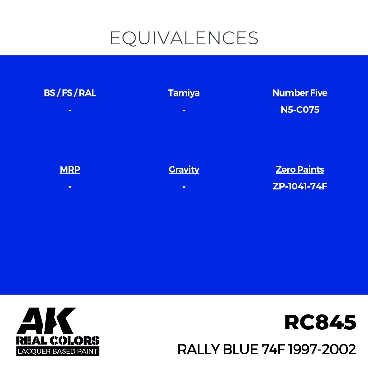 リアルカラー RC845 ラリーブルー74F 1997-2002 (ラッカー塗料) | AK