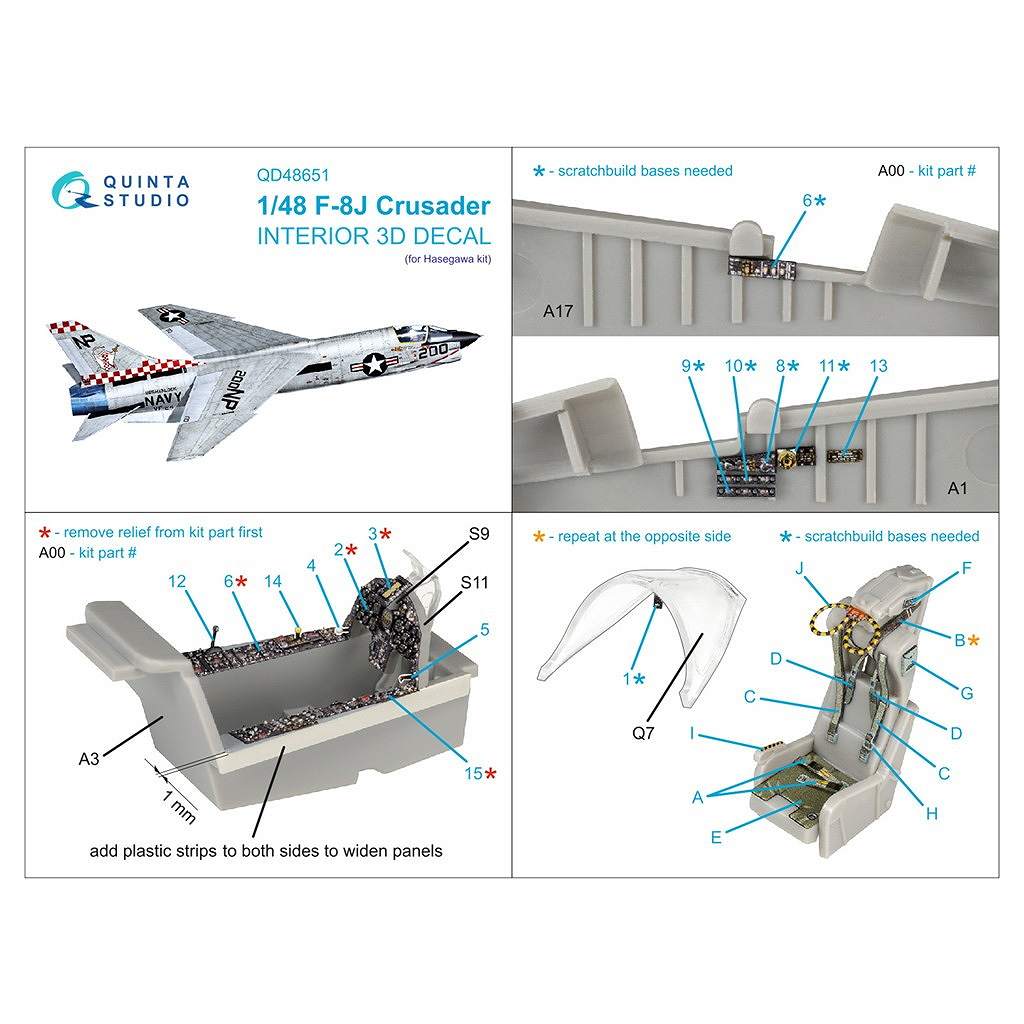 新製品】QD48651 1/48 ヴォート F-8J クルセイダー 内装カラー3D