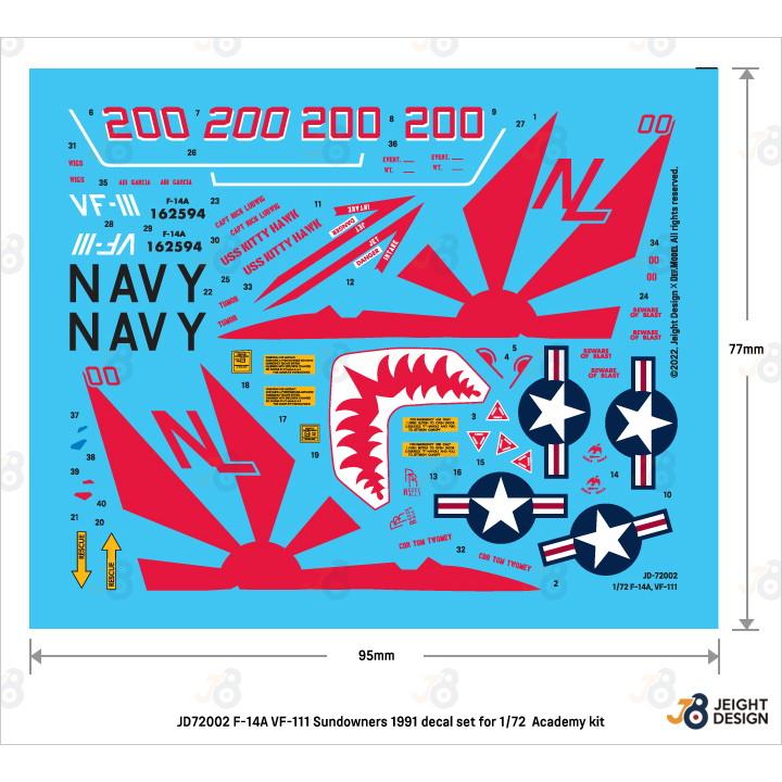 JEIGHT DESIGN JD-72002 1/72 ����ޥ� F-14A �ȥ७��å� VF-111 ��������ʡ��� 1991ǯ �ڥͥ��ݥ��ġ�