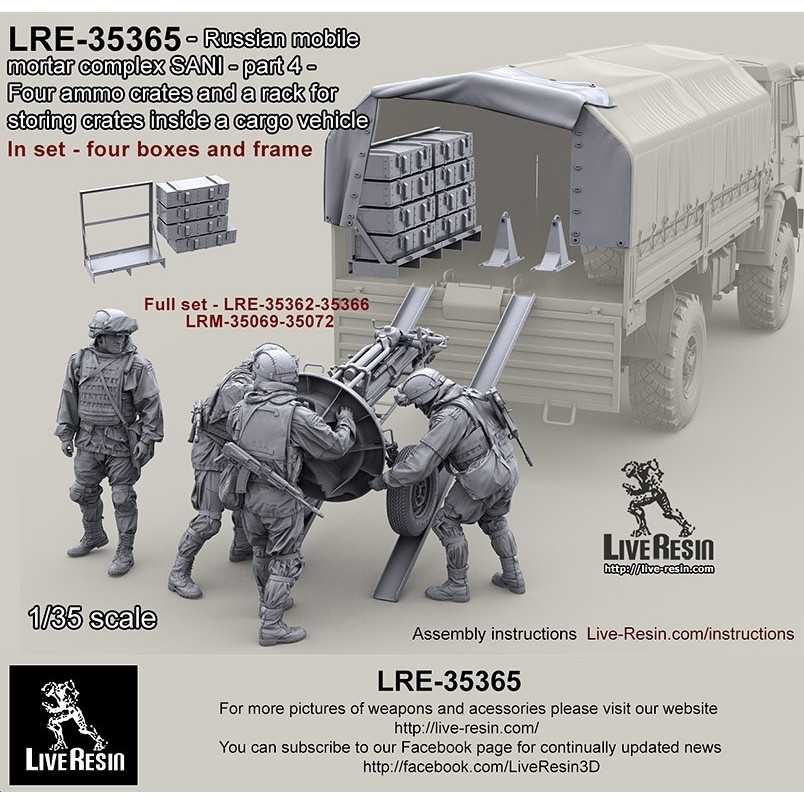 LRE-35365 Russian mobile mortar complex SANI - part 4 - Four ammo crates and a rack for storing crates inside a cargo vehicle