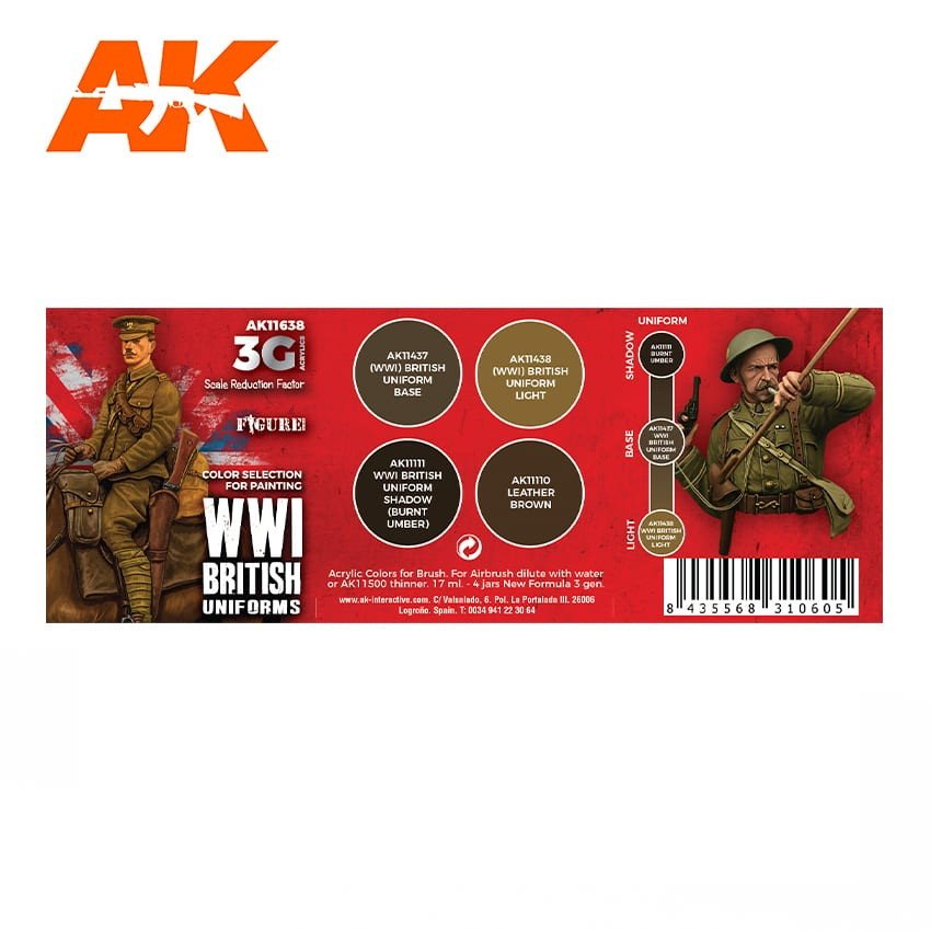 AK11638 WWI イギリス軍ユニフォームカラーセット (17mlx4本) 【AK