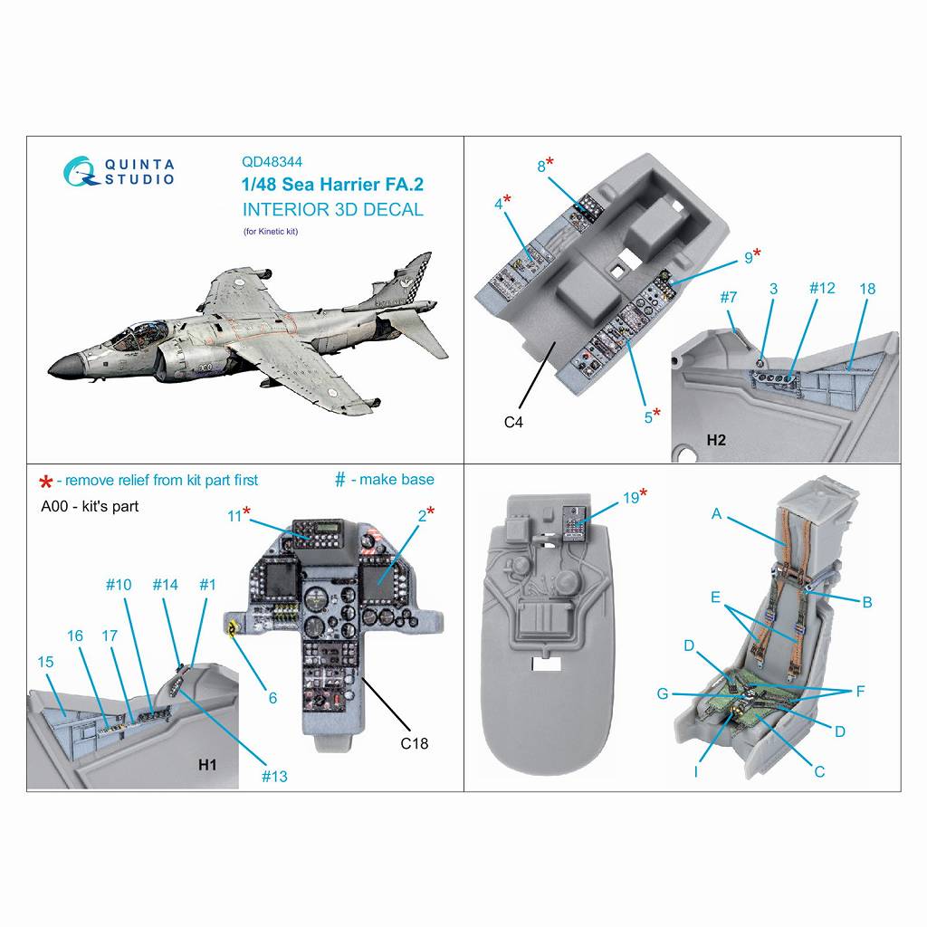 QD48344 1/48 シーハリアー FA.2 内装カラー3Dデカール(キネティック用