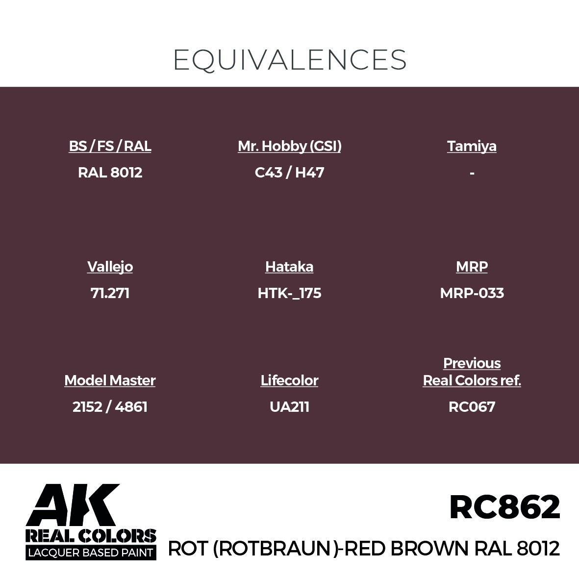 リアルカラー RC862 ロート(ロートブラウン) RAL8012 (ラッカー塗料