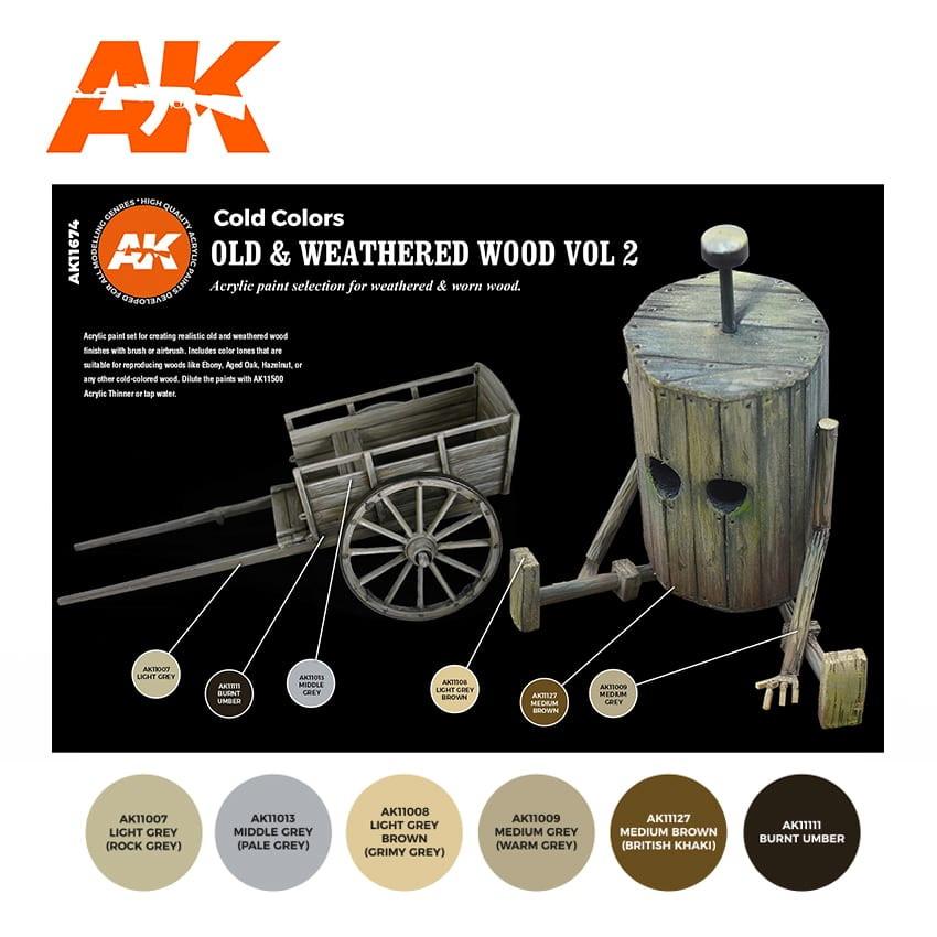 AK用木製パーツ等 AK11674 木製パーツ塗装色セット2 (17mlx6本) 【AKアクリル3G (サード