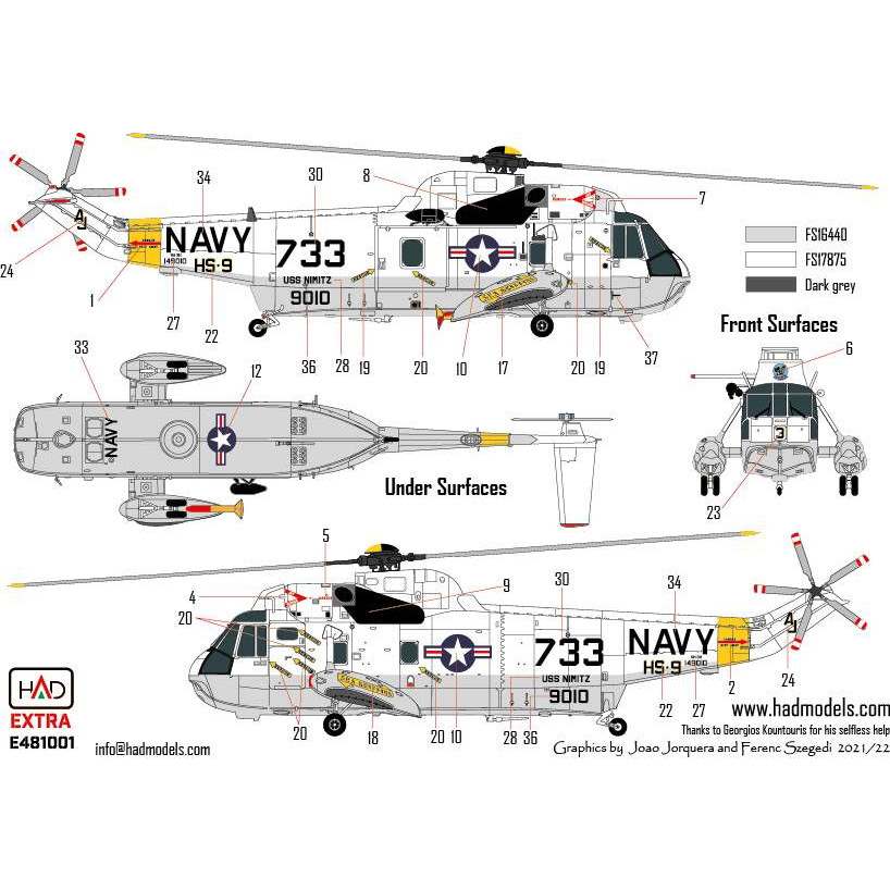 ハセガワ1/48シーキングSH-3H 、HADファイナルカウントダウンデカール E481001 SH-3H シーキング ファイナル・カウントダウン