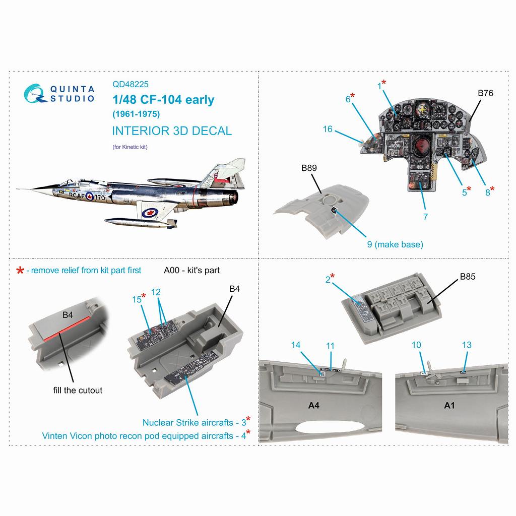 QD48225 1/48 ���å����� CF-104 �������ե������� ����� �������顼3D�ǥ�����(���ͥƥ��å���)