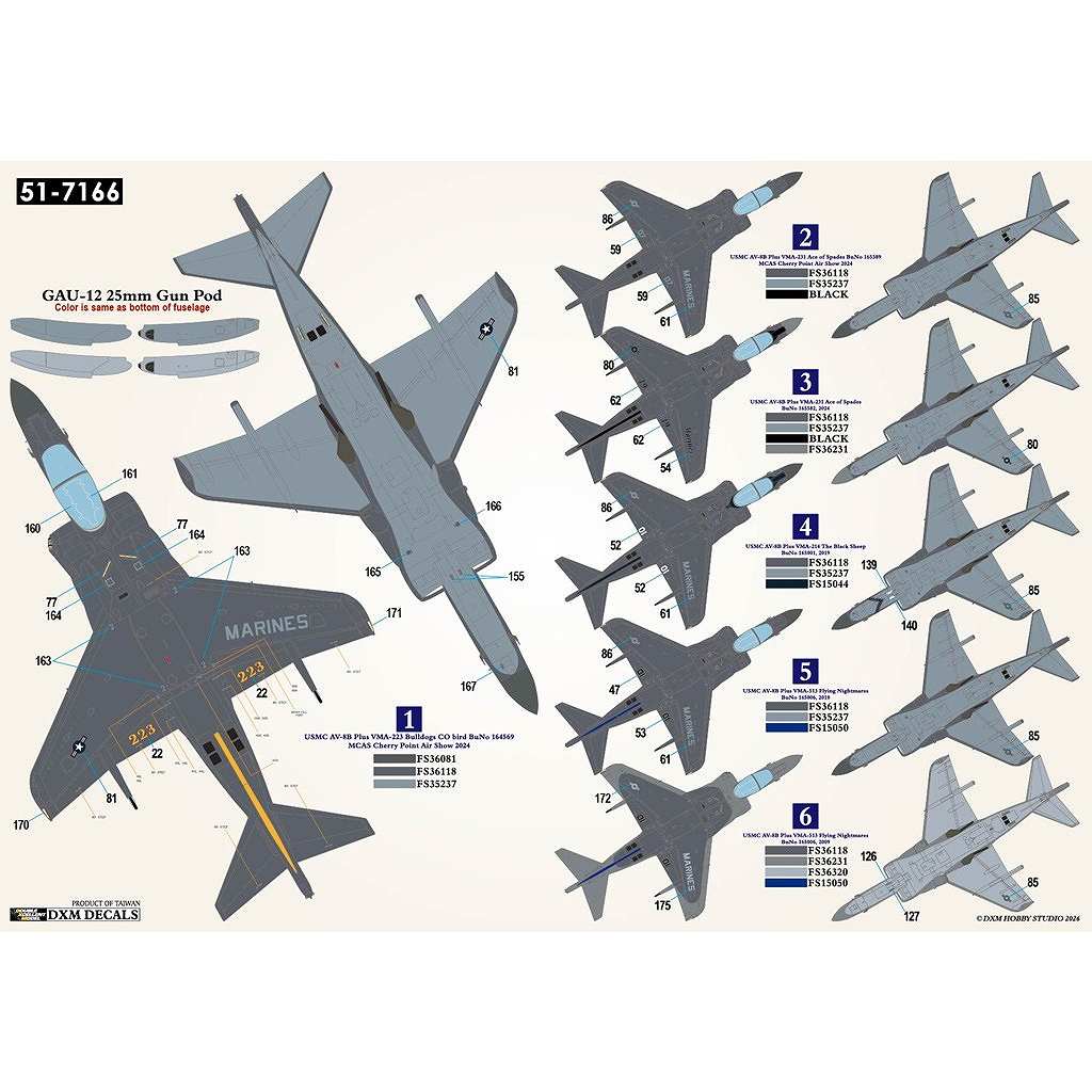 51-7166 1/72 アメリカ海兵隊 AV-8B+ ハリアーII VMA-214/223/231/513