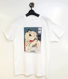 「相撲は報知」錦絵風Tシャツ(白)