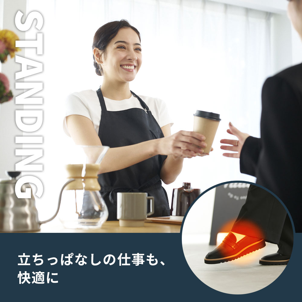 hogume インソールシール (２足分/4ライン) ー 靴を履くたびにやさしい温もりが続く 温泉溶岩の遠赤外線 白/黒 送料無料