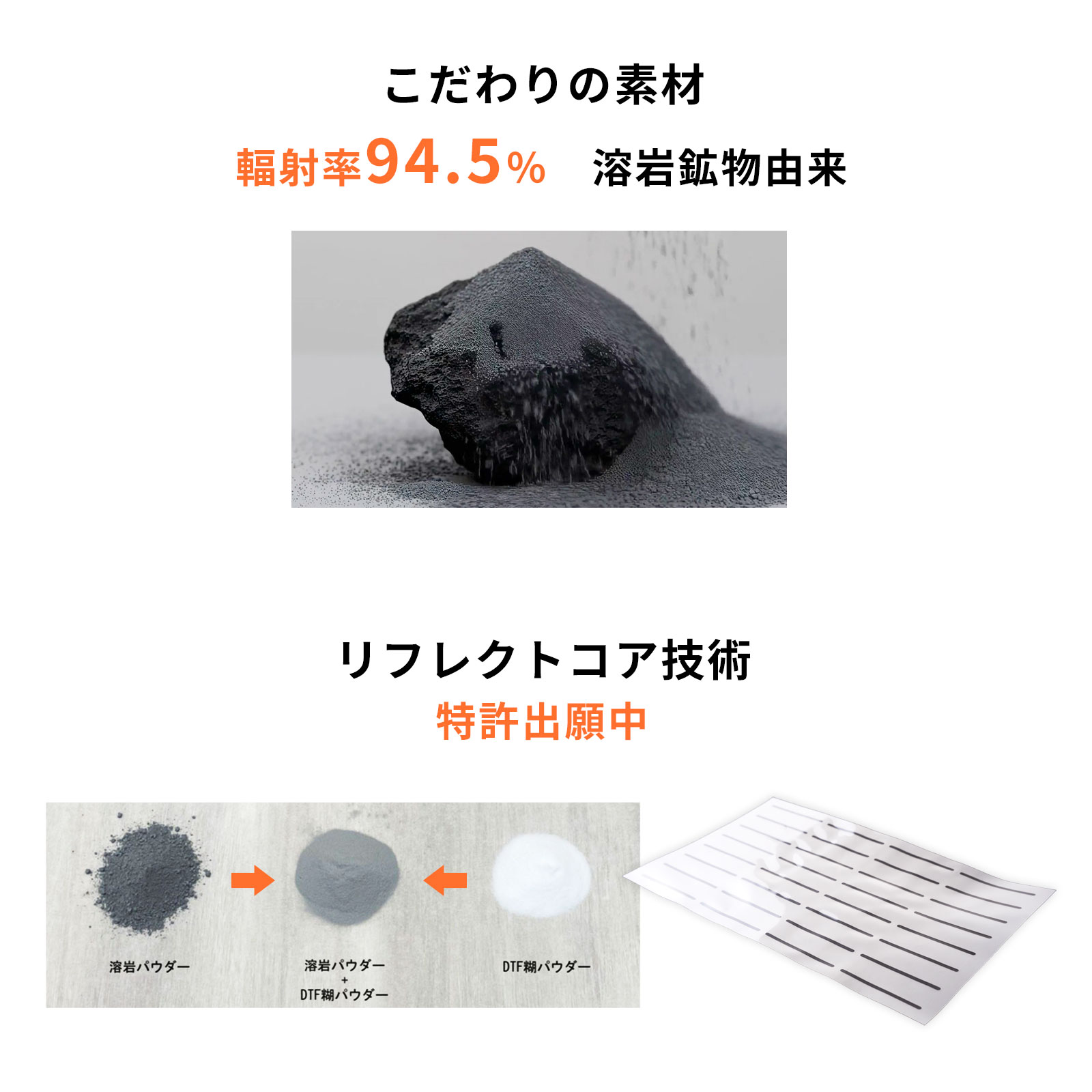 hogume インソールシール (２足分/4ライン) ー 靴を履くたびにやさしい温もりが続く 温泉溶岩の遠赤外線 白/黒 送料無料