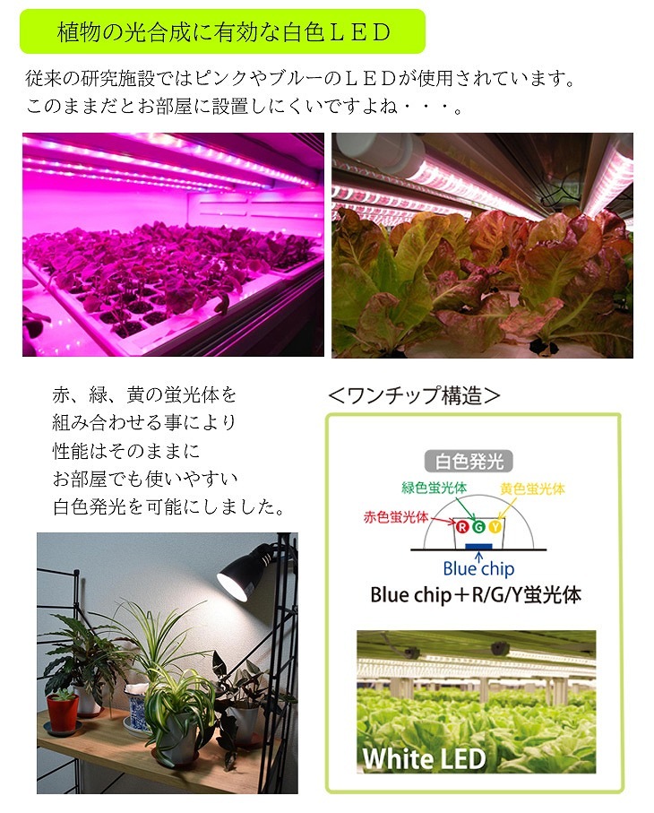 植物育成用LEDライト 暖色電球タイプ 9W(LPL09WB2K)｜芳樹園オンライン