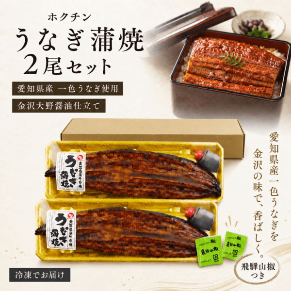 【送料無料】愛知県三河一色産 うなぎ蒲焼 2尾 【冷凍】