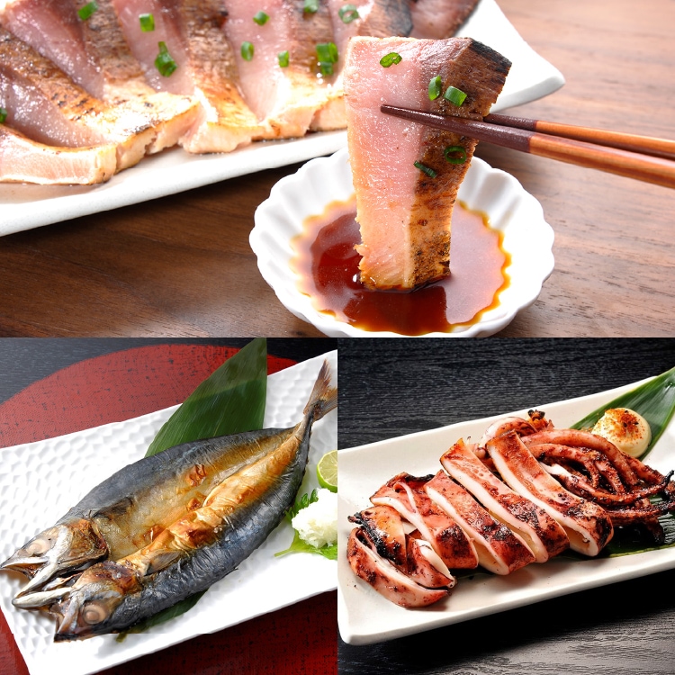 【御中元・送料無料】石川県産 一夜干し・ぶりたたきギフトセット（いか、さば、ぶりたたき）【冷凍】