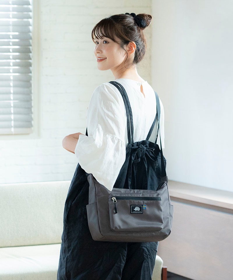 ラウンド2ファスナーショルダーバッグ＜撥水加工＞