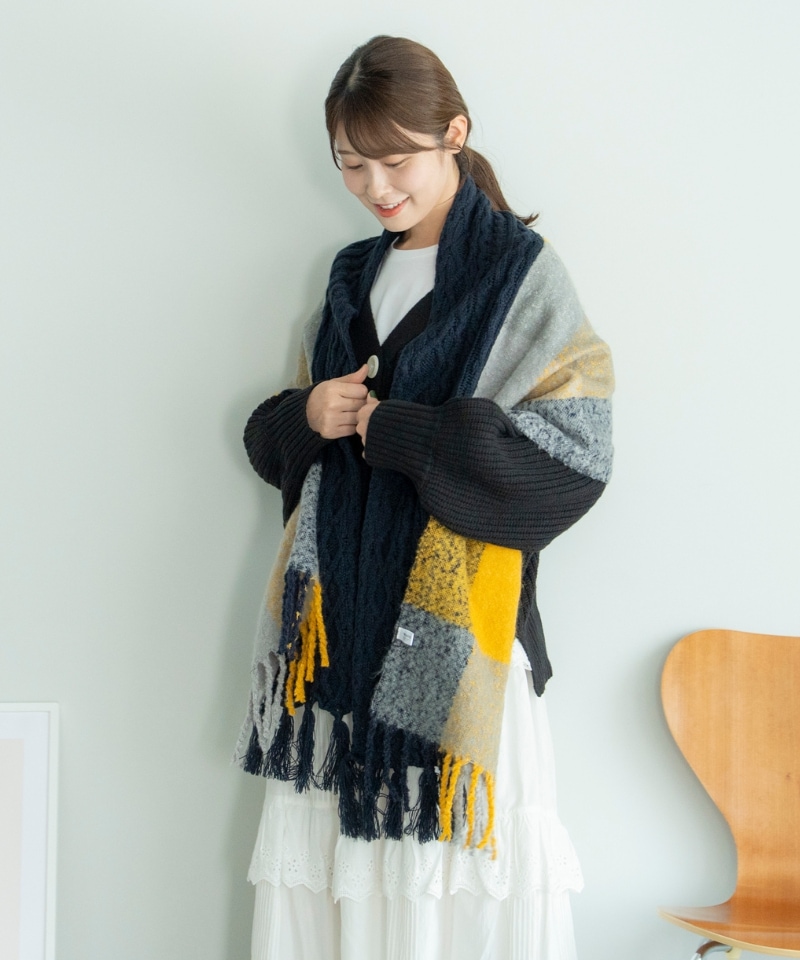 チェックニットコンビマフラー｜スカンジナビアンフォレスト｜Köta