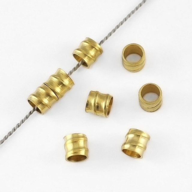 2210373BRB 真鍮製ビーズ チューブコイル 生地 4.0×4.5mm穴径3.0mm 10ヶ