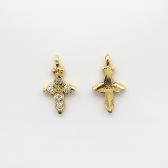 0010805SVC SV925製チャーム CZ クロス ゴールド 11.5×6.5×2.5mm 1ヶ