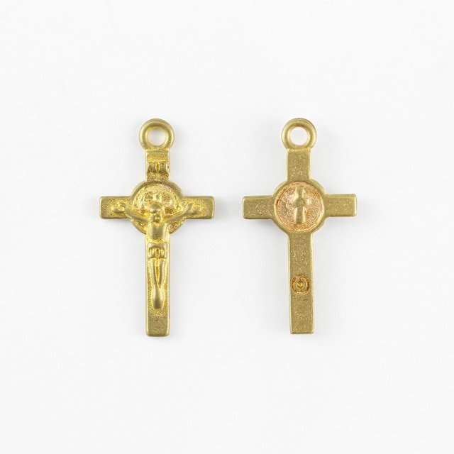 2210429BRC 真鍮製チャーム クロス キリスト 生地 21.0×11.0×2.0mm 2ヶ