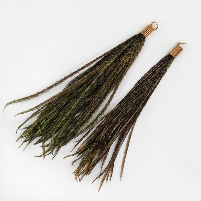 2630001FTP フェザー(孔雀)パーツ カン付 ピーコック 金具ゴールド 約