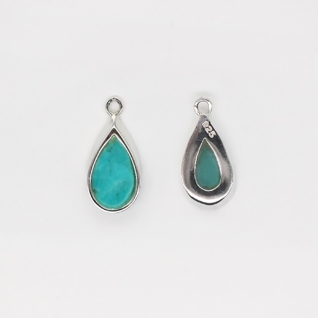 Silver925 Compressed Turquoise ターコイズチャーム 71F0715SVC SV925・ターコイズ製チャーム ドロップ 12.5×6.0×2.0mm 1ヶ