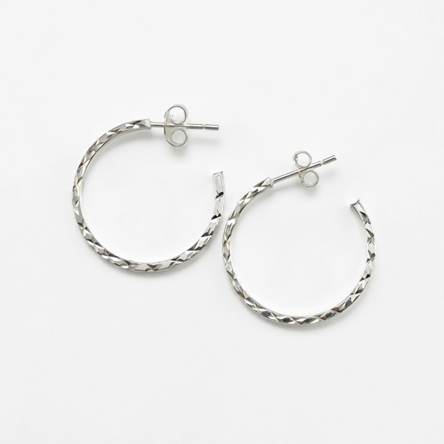 0020224SVE SV925製フープピアス ダイヤカット キャッチ付 直径23.0mm