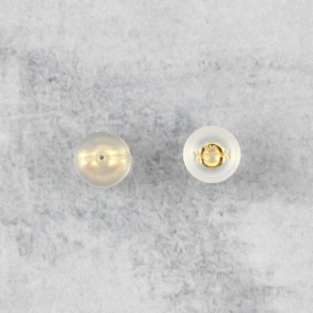 9910011K18EY K18・シリコン製ダブルロックキャッチ YG 直径5.0mm厚3.8mm穴径0.8mm 1ペア