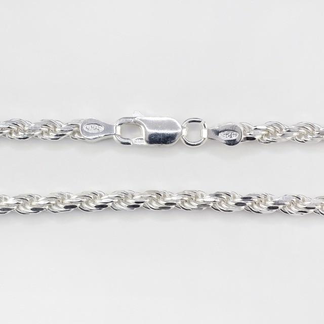 323ROPE070 SV925製カットフレンチロープチェーン 線径0.70mm太