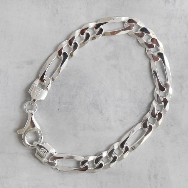 VINTAGE ITALY 925 ブレスレット フィガロチェーン 20cm Italy