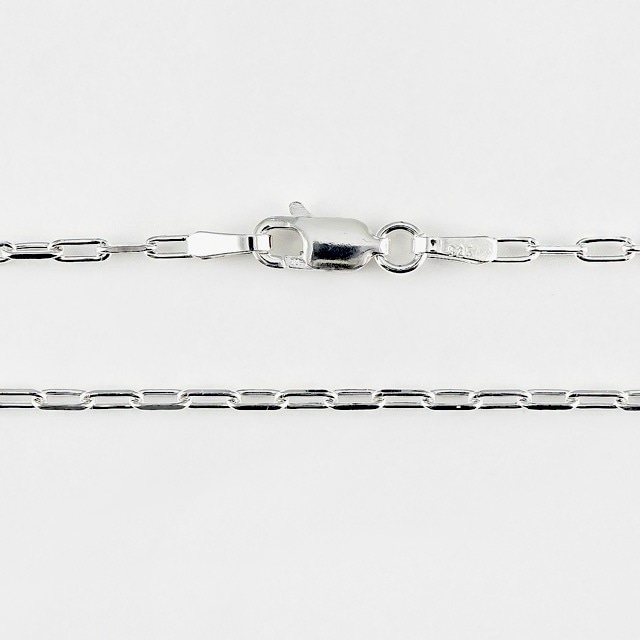 FOCLCL0602C SV925製2面カット長あずきチェーン 線径0.60mm太さ1.9mm