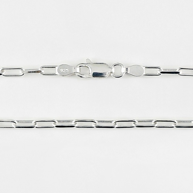 FOCLCL0802C SV925製2面カット長あずきチェーン 線径0.80mm太さ2.5mm