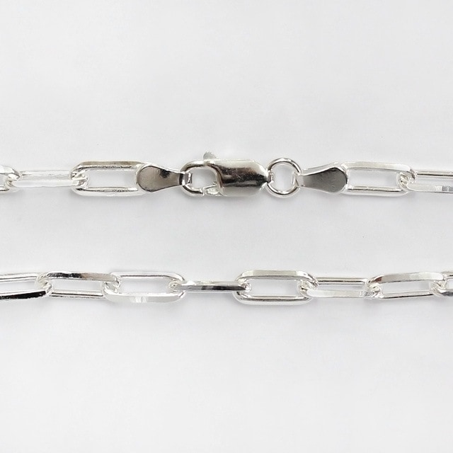 FOCLCL1254C SV925製4面カット長あずきチェーン 線径1.25mm太さ4.5mm