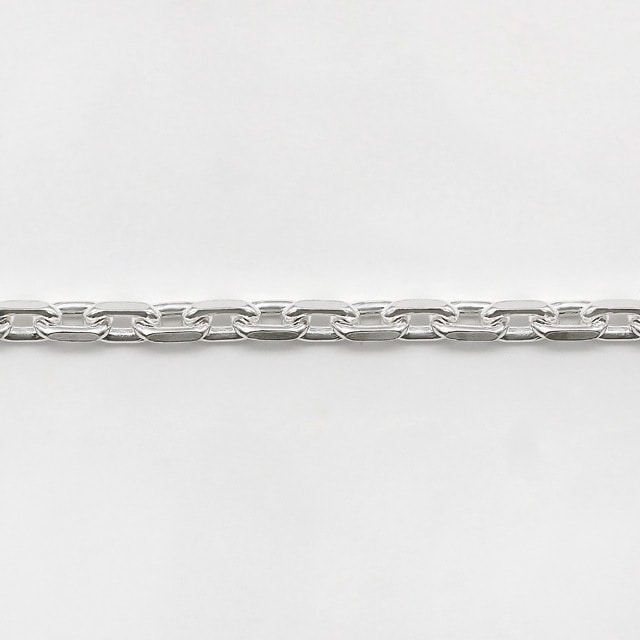 CL0802C10CM SV925製2面カットあずきチェーン 線径0.80mm太さ2.5mm長尺切売 10cm