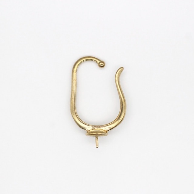 2210660BRE 真鍮製イヤーカフ ツキサシ皿付 生地 イヤーカフ20.0×2.0×14.5mm,皿直径6.0mm,ツキサシ0.75×4.3mm 4ヶ