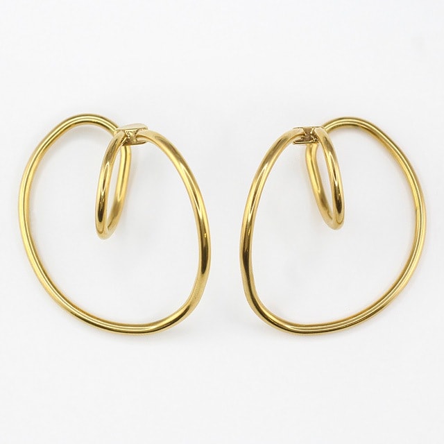 21C0014STE ステンレス製イヤーカフ ゴールド 約34×36mm線径約2mm 1ペア