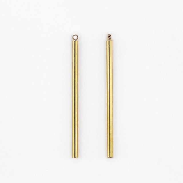 901F0055BRC 真鍮製チャーム スティック 円柱 生地 40.0×2.0×2.0mm 10ヶ