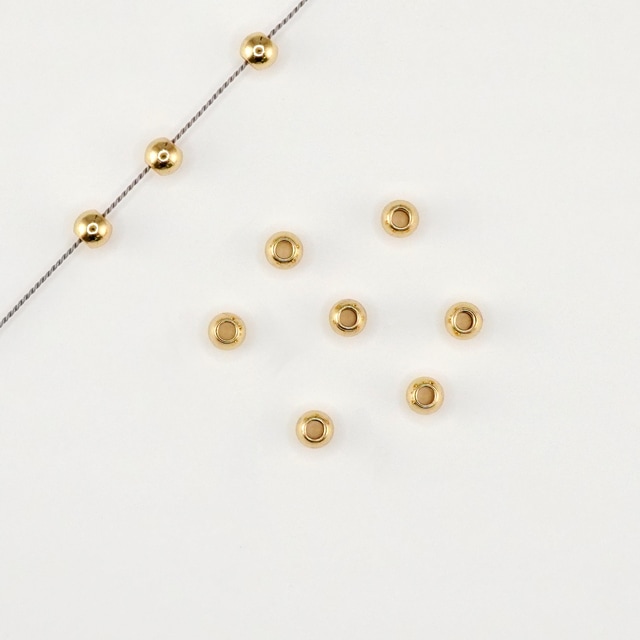 21F0004STBG ステンレス製ビーズ ラウンド ゴールド 4.0mm穴径約1.3-1.8mm 50ヶ