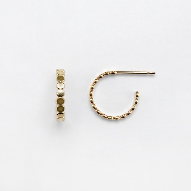 02C0166GFE 14KGF製フープピアス フラットラウンド 直径12.0mm幅1.8mmポスト線径0.74mm 1ペア